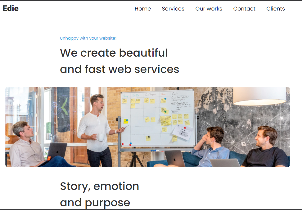 View of the edie page project.